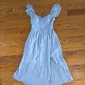 Light Blue Puff Sleeve Dress